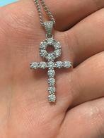 Prachtige Ankh Kruis hanger met diamanten, Ophalen of Verzenden, Nieuw, Zilver, Kruis of Symbool