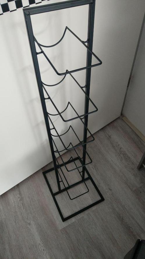 Zwart flessenrek (2x), Huis en Inrichting, Woonaccessoires | Wijnrekken, Gebruikt, 75 cm of meer, Metaal, 5 tot 15 flessen, Ophalen of Verzenden