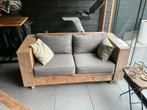 Loungebank steigerhout met tafel  dikke kussens verrijdbaar, Ophalen of Verzenden, Zo goed als nieuw, Steigerhout, Bank