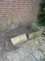 Gratis, palissade randen en tegels, Tuin en Terras, Tegels en Klinkers, Ophalen, Gebruikt, 10 m² of meer, Beton