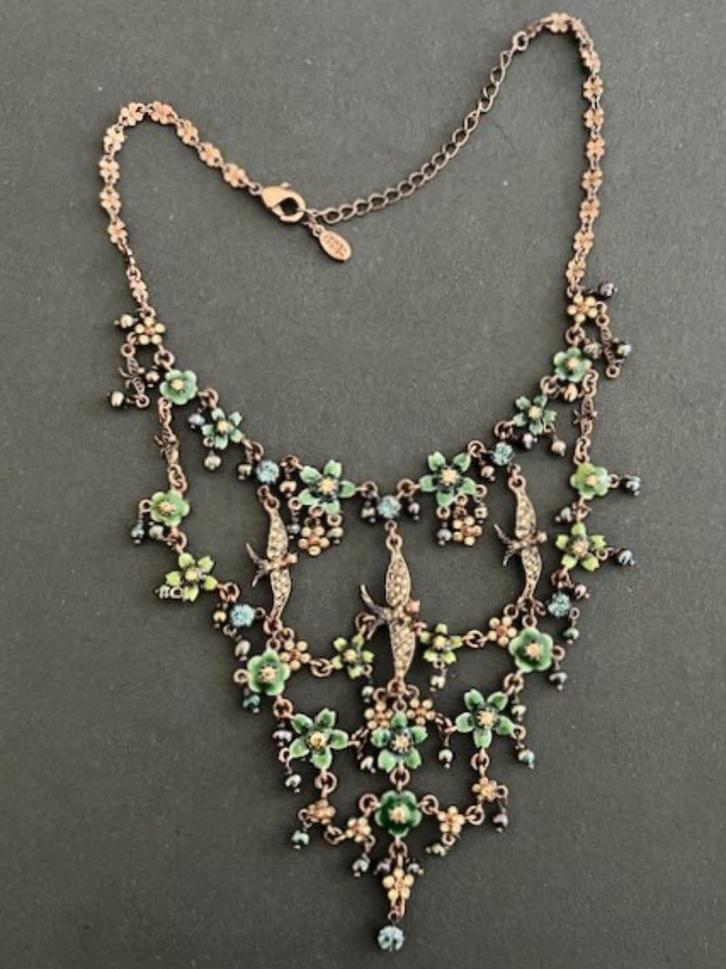 PILGRIM DANISH DESIGN trapeze ketting zwaluw bloem brons, Sieraden, Tassen en Uiterlijk, Kettingen, Zo goed als nieuw, Overige materialen