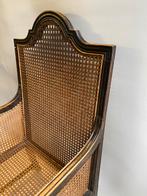 Antiek houten fauteuil met webbing zitting, Huis en Inrichting, Fauteuils, Antiek, Riet of Rotan, Gebruikt, Minder dan 75 cm