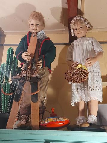 Prachtig stel Susan Lippl poppen , 2004, gelimiteerd, 94 cm. beschikbaar voor biedingen