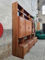 Jaren 80 Deens Design Wandmeubel Teak | Wand Vitrine Kast 2, 250 tot 300 cm, Gebruikt, 200 cm of meer, Ophalen of Verzenden