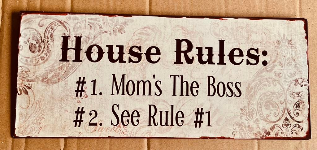 Tekstbord Wanddecoratie House Rules van Mama, Huis en Inrichting, Woonaccessoires | Tekstborden en Spreuken, Nieuw, Ophalen of Verzenden