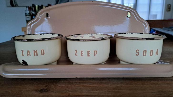 Vintage emaille Zand Zeep en Soda keukenrekje, Antiek en Kunst, Antiek | Emaille, Ophalen
