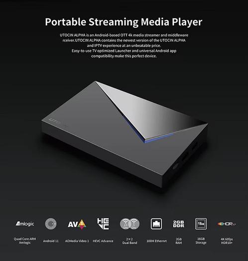 Alpha Android Mediaplayer – 4K Ultra HD Snelle IPTV Box, Audio, Tv en Foto, Mediaspelers, Nieuw, HDMI, Ophalen of Verzenden