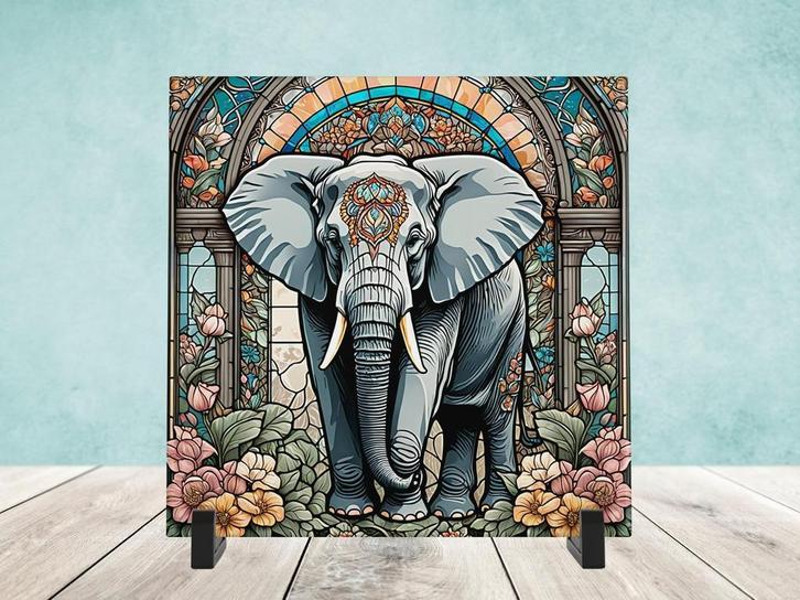 Olifant Glas in Lood tegel incl houder, Huis en Inrichting, Woonaccessoires | Overige, Nieuw, Ophalen of Verzenden