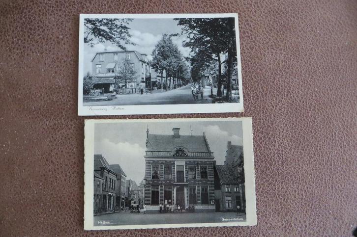 2 ansichtkaarten Hattem Gemeentehuis Nieuweweg, Verzamelen, Ansichtkaarten | Nederland, Gelopen, Gelderland, 1920 tot 1940, Ophalen of Verzenden