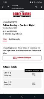 2 tickets afscheidsconcert Golden Earring 28 januari 2026, Tickets en Kaartjes, Twee personen, Overige soorten