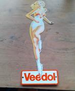 Vintage Veedol Reclamebord met Pin-Up Girl, Reclamebord, Gebruikt, ., Ophalen of Verzenden