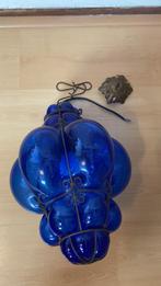 blauwe Murano glazen kroonluchter (Venetiaans glas)., Ophalen, Vintage, Minder dan 50 cm, Glas