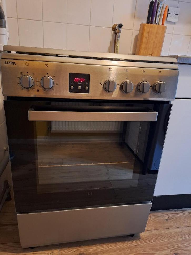 Fornuis Etna FGV760 RVS, Witgoed en Apparatuur, Fornuizen, Gebruikt, Vrijstaand, Gas, 4 kookzones, Minder dan 85 cm, 45 tot 60 cm