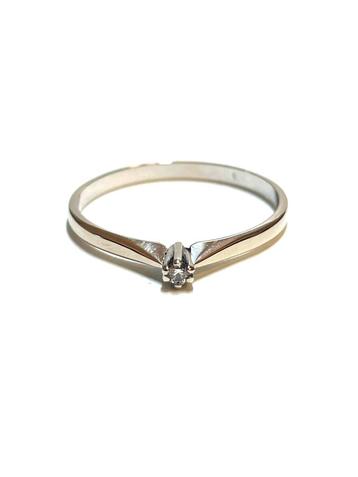 14k witgouden ring met een diamant beschikbaar voor biedingen