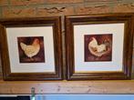 2 Schilderijtjes Kip & Haan - Zo Goed Als Nieuw, Minder dan 50 cm, Ophalen of Verzenden, Zo goed als nieuw, Schilderij
