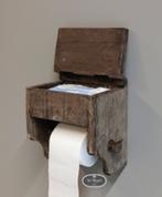 Oud houten toiletrol houder klep wc stoer sober landelijk, Verzenden, Nieuw