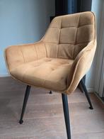Oker velvet eetkamerstoelen 6x, Huis en Inrichting, Stoelen, Ophalen, Overige kleuren, Zo goed als nieuw, Stof