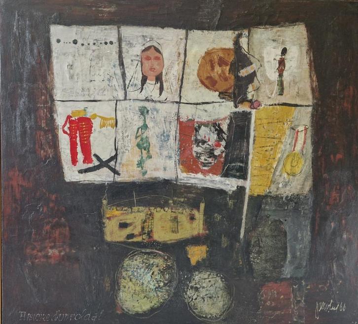 Jan van Heel - "Une histoire d'un soldat"., Antiek en Kunst, Kunst | Schilderijen | Modern, Ophalen