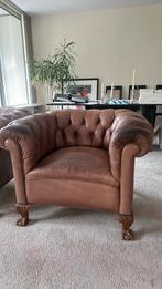 Chesterfield fauteuils, twee stuks, uiteraard echt leer, Huis en Inrichting, Ophalen, Gebruikt, 75 tot 100 cm, Leer