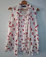 Frisse witte blouse met kersmotief Perla Nera maat M 40/42, Kleding | Dames, Blouses en Tunieken, Wit, Ophalen of Verzenden, Zo goed als nieuw