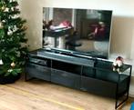 Zwarte Mango Houten TV-kast met Rookglas, Huis en Inrichting, Ophalen, 100 tot 150 cm, Zo goed als nieuw, Minder dan 100 cm