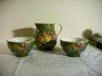 Barbotine schenkkan en twee soepkommen., Antiek en Kunst, Ophalen of Verzenden