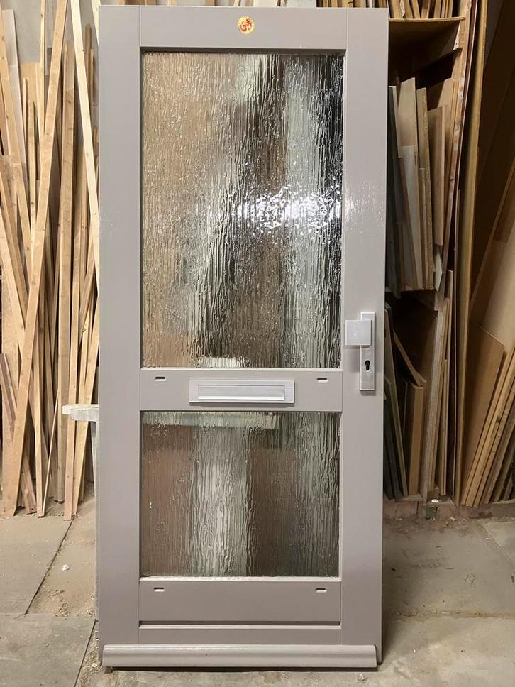 Mooie Voordeur met Glas, Doe-het-zelf en Verbouw, Deuren en Horren, Zo goed als nieuw, Buitendeur, 200 tot 215 cm, 80 tot 100 cm