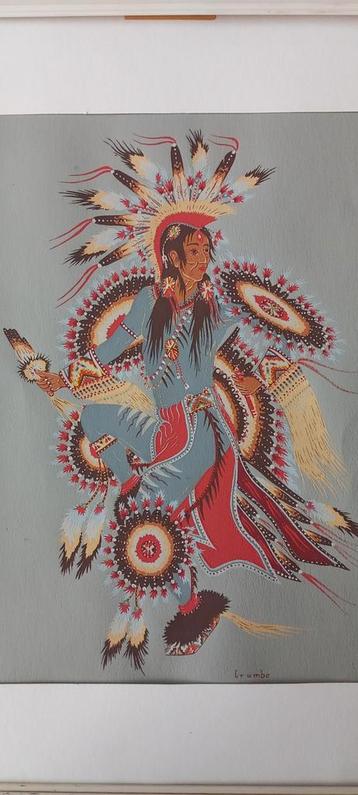 Schilderij zeefdruk Woody Crumbo Feather dance indiaan beschikbaar voor biedingen