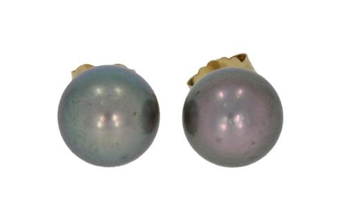 Grijze zoetwater parel dames oorbellen fraai set 14k goud, Sieraden, Tassen en Uiterlijk, Oorbellen, Zo goed als nieuw, Knopjes of Stekers