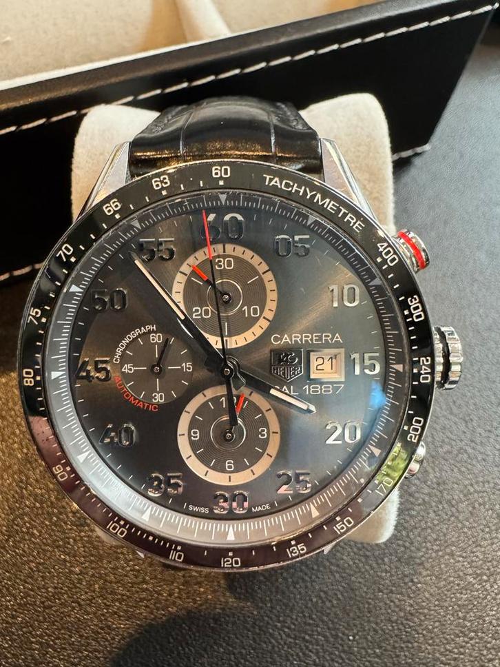 TAG Heuer Carrera Cal 1887- Zwart, Sieraden, Tassen en Uiterlijk, Horloges | Heren, Zo goed als nieuw, Polshorloge, TAG Heuer