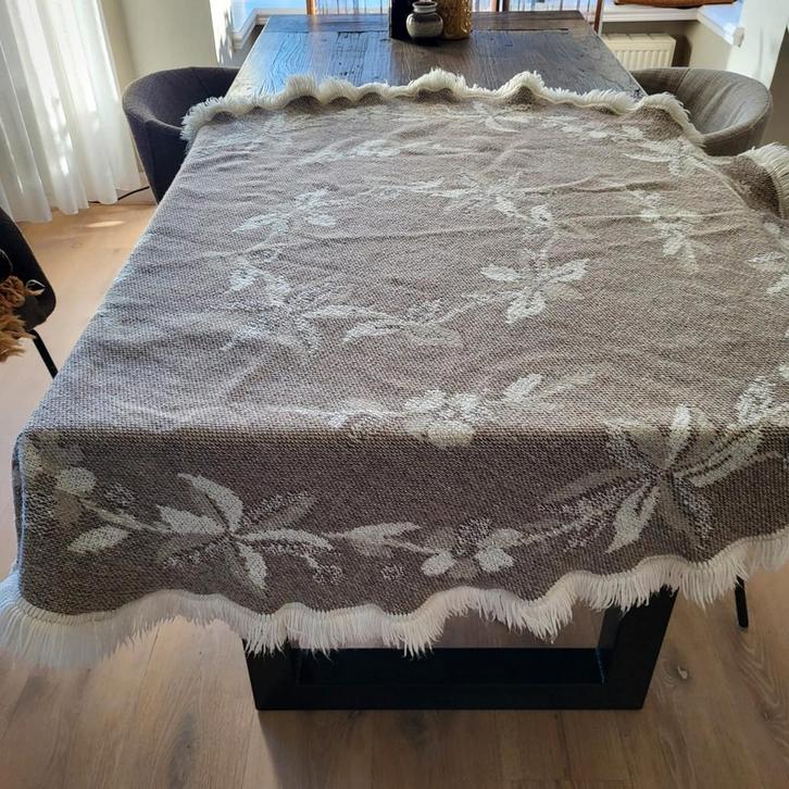 Retro Rond Tafelkleed - 160cm - Beige/zandkleur, Huis en Inrichting, Stoffering | Tapijten en Kleden, Gebruikt, 150 tot 200 cm