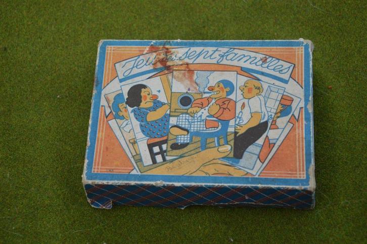 Antiek Frans kaartspelletje/ Zwarte Piet Jeu de sept Famille, Hobby en Vrije tijd, Gezelschapsspellen | Kaartspellen, Gebruikt