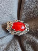 Stylvolle Rode Steen agaat Zilveren Ring vintage verstelbaar, Sieraden, Tassen en Uiterlijk, Ringen, Gebruikt, Ophalen of Verzenden