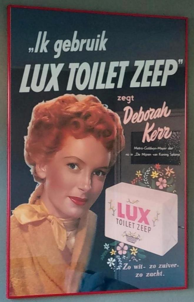 Vintage Lux Toilet Zeep Reclame Poster, Verzamelen, Posters, Zo goed als nieuw, Reclame, A1 t/m A3, Rechthoekig Staand, Ophalen of Verzenden