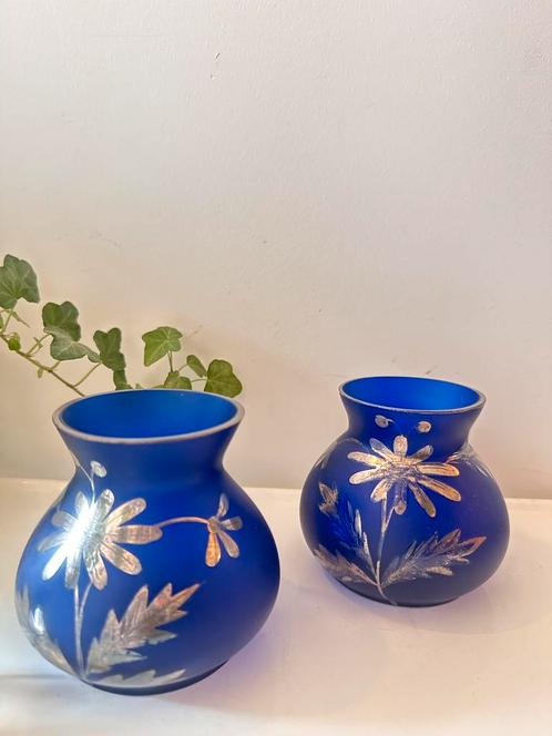 Set van 2 glazen vaasjes jaren 60, Antiek en Kunst, Antiek | Vazen, Ophalen of Verzenden