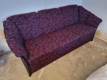 Vintage bankstel stof ploegstof wol wool 1 2 3 zits zitshoek