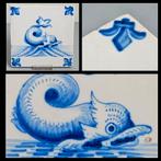 Tegel in blauw-wit met een zeewezen, Antiek en Kunst, Ophalen of Verzenden