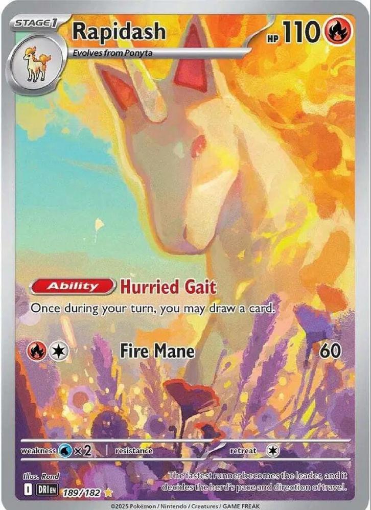 Rapidash - DRIEN 189/182 - Pokémonkaart, Hobby en Vrije tijd, Verzamelkaartspellen | Pokémon, Nieuw, Losse kaart, Foil, Ophalen of Verzenden