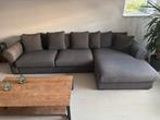 Bankstel met poef - Hoekbank met 10 kussens, Ophalen, Gebruikt, 100 tot 125 cm, Hoekbank
