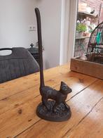 Brocante zware gietijzeren wc rolhouder kat/poes, Ophalen of Verzenden