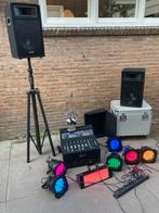 DJ-set mengpaneel, boxen, lampen, flightcase, koptelefoon, Ophalen, Gebruikt, Dj-set, Overige merken