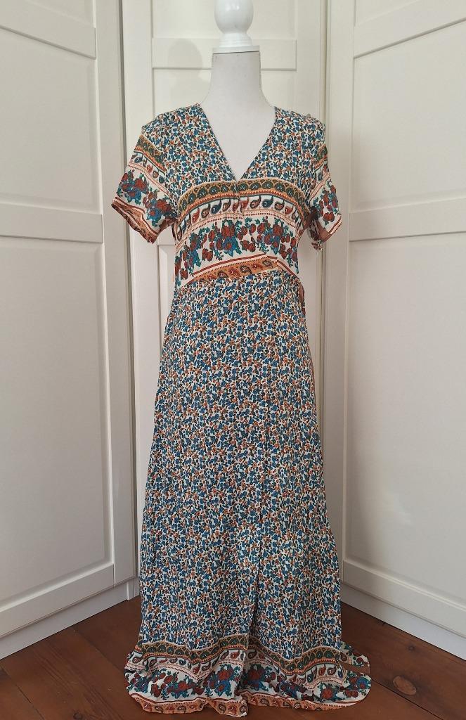 Gipsy hippie ibiza style luchtige maxi print jurk, maat M/L, Kleding | Dames, Jurken, Gedragen, Maat 38/40 (M), Onder de knie
