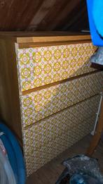 Ikea MALM ladekast bekleed met vintage retro behang, Zo goed als nieuw, Minder dan 100 cm, 25 tot 50 cm, 50 tot 100 cm