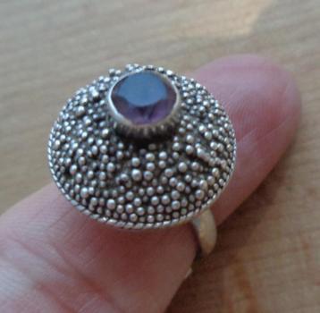 zilveren ring met amethist steen [866]  beschikbaar voor biedingen