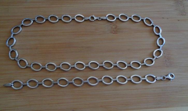 zilveren set ketting + armband [1039], Sieraden, Tassen en Uiterlijk, Kettingen, Zo goed als nieuw, Zilver, Zilver, Verzenden