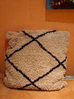 HK Living Kussen - Beige met Zwart Ruitpatroon, Huis en Inrichting, Woonaccessoires | Kussens, Ophalen of Verzenden, Zo goed als nieuw