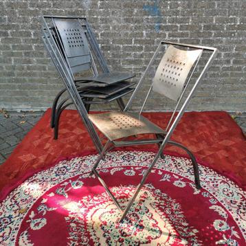 4 vintage Metalen Stoelen Karl Förster "80 stoel stapelbaar beschikbaar voor biedingen