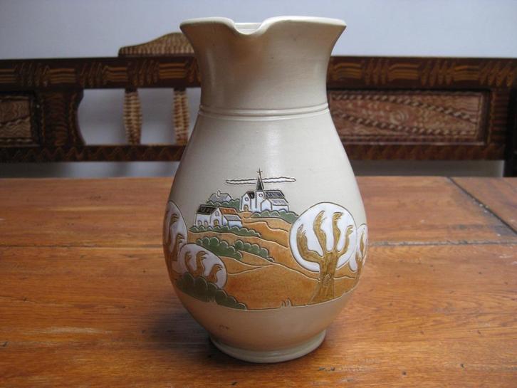 keramiek kan met mooie decoratie, gemerkt., Antiek en Kunst, Antiek | Keramiek en Aardewerk, Ophalen of Verzenden