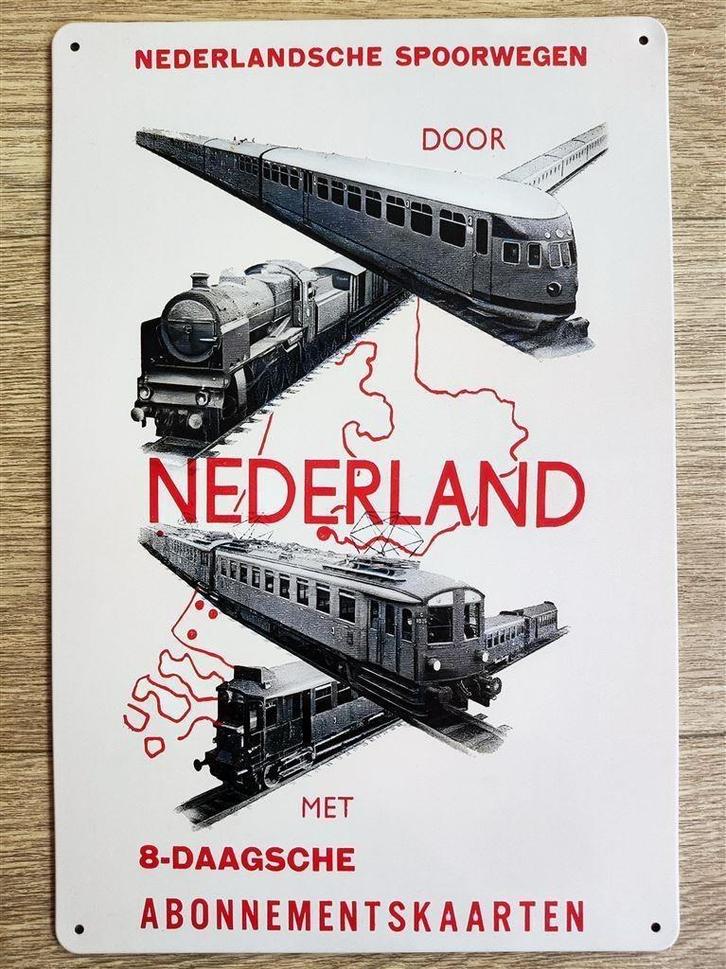 de Nederlandse Spoorwegen NS door Nederland Metalen Wandbord, Verzamelen, Spoorwegen en Tramwegen, Nieuw, Trein, Overige typen