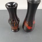 Vintage Vazen Set - Donker met Bloemmotief, Ophalen